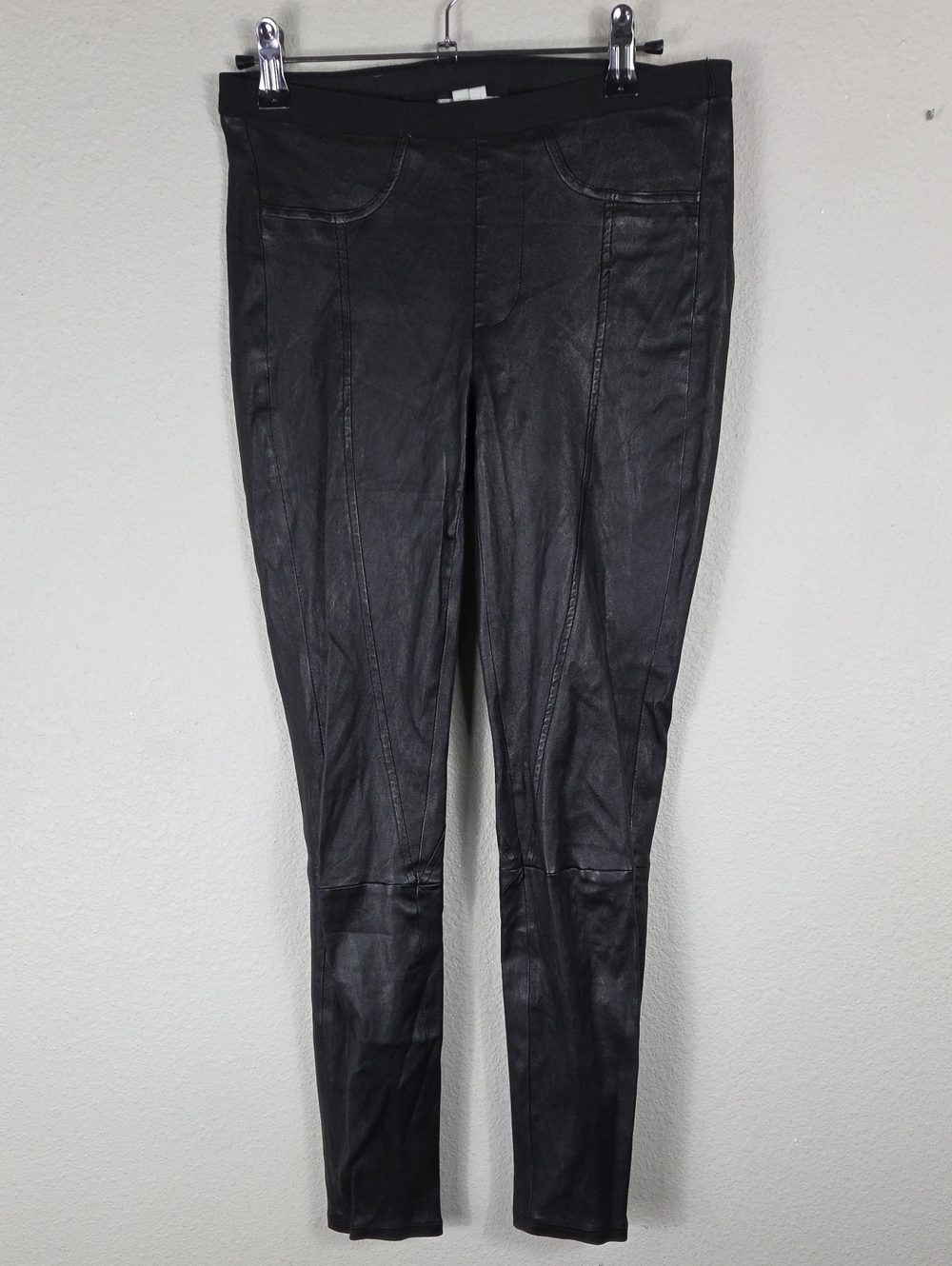HELMUT LANG Black 100% Lamb Leather Leggings Trousers Pants Size 2